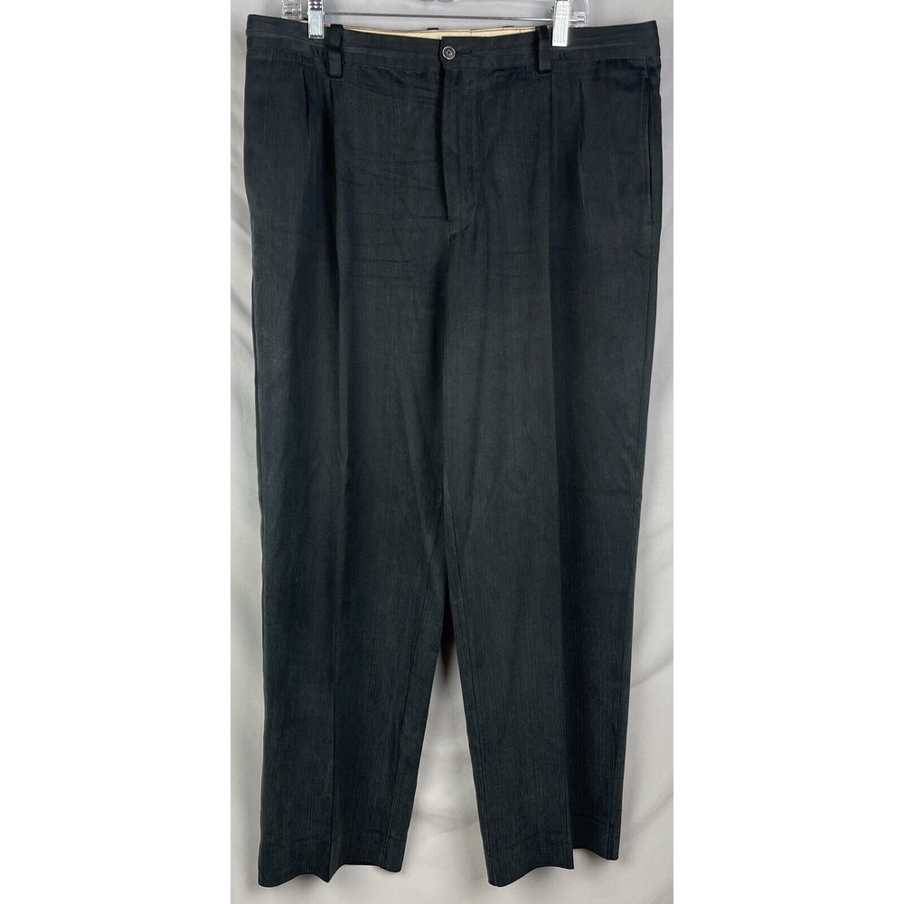 Men's Tommy Bahama Black Pleated Bamboo Silk Rayon Pants Size 36 x 30